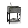 Set of 2 Industrial Wooden Nightstand;  Bedside Table;  Sofa End Table with Charging Station;  Storage and Shelf for Bedroom;  Living Room - Gray