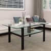 Transparent glass black coffee table, modern simple, living room coffee table, side center table - Black