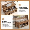 Lift Top Coffee Table with Storage Lower Shelf - Tan