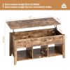 Lift Top Coffee Table with Storage Lower Shelf - Tan