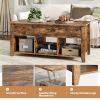 Lift Top Coffee Table with Storage Lower Shelf - Tan