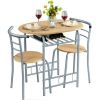 3pcs Modern Dining Set with Round Table and 2 Chairs, Multiple Colors - Natural