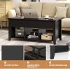 Lift Top Coffee Table with Storage Lower Shelf - Black