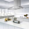 36 inch Stainless Steel Island Mount Range Hood 900CFM Tempered Glass w/LED Lights - Silver - Mechanical Control