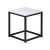 End Table/Side Table/Night Stand;  Upgrade Version with Metal Frame Box - dark brown - MARBLE & BLACK