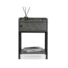 Set of 2 Industrial Wooden Nightstand;  Bedside Table;  Sofa End Table with Charging Station;  Storage and Shelf for Bedroom;  Living Room - Gray
