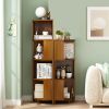 3-5-Tier Corner Bookshelf Freestanding Corner Shelf Bookcase Bamboo Storage Rack - 3 Tier