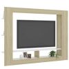 TV Cabinet White and Sonoma Oak 59.8"x8.7"x44.5" Engineered Wood - Brown