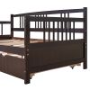 Twin Size Daybed Wood Bed with Twin Size Trundle - Espresso