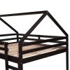 Full Size Loft Bed with Slide, House Bed with Slide - Espresso