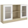 Vitrine Cabinet White and Sonoma Oak 47.2"x12"x27.6" Engineered Wood - Beige