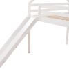 Full Size Loft Bed with Slide, House Bed with Slide - White