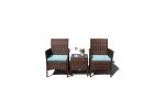 [Only For Pick Up] 3 Piece Rattan Seating set with Cushions - brown- blue
