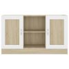 Sideboard White and Sonoma Oak 47.2"x12"x27.6" Engineered Wood - Beige