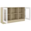 Vitrine Cabinet White and Sonoma Oak 47.2"x12"x27.6" Engineered Wood - Beige