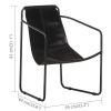 Relaxing Armchair Black Real Leather - Black