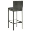 Garden Bar Stools with Cushions 2 pcs Gray Poly Rattan - Grey