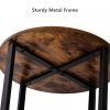 Vintage End Table Sofa Side Table; 2-Tier Industrial Round Side Table Nightstand Bed Side Table with Storage Shelf; Rustic Brown - as Pic
