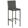 Garden Bar Stools with Cushions 2 pcs Gray Poly Rattan - Grey