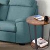 Vintage End Table Sofa Side Table; 2-Tier Industrial Round Side Table Nightstand Bed Side Table with Storage Shelf; Rustic Brown - as Pic