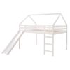 Full Size Loft Bed with Slide, House Bed with Slide - White