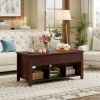 Lift Top Coffee Table with Storage Lower Shelf - Brown
