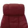 Massage Recliner with Ottoman Wine Red Faux Leather and Bentwood - Red