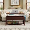 Lift Top Coffee Table with Storage Lower Shelf - Brown