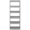 Book Cabinet/Room Divider Gray Sonoma 23.6"x11.8"x65.4" Engineered Wood - Grey