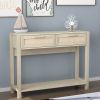 39.4" Rattan Console Table with 2 Drawers Entryway Table Wood Narrow Long Table Boho Console Table for Living Room, Hallway - as picture