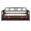 Full Size Daybed Wood Bed with Twin Size Trundle; Espresso - as Pic