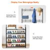 Entryway Coat Hat Rack Shoe Storage Shelf Shoe Rack Freestanding Hall Tree Garment Hanger Stand Clothes Shoe Organizer Combo - 5 Tier