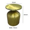 24 Inch Metal Frame End Table with Round Top and Bottle Shape Base; Gold - as Pic