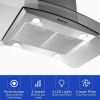 36 inch Stainless Steel Island Mount Range Hood 900CFM Tempered Glass w/LED Lights - Silver - Mechanical Control