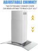 36 inch Stainless Steel Island Mount Range Hood 900CFM Tempered Glass w/LED Lights - Silver - Mechanical Control