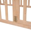 Twin Size Wood Floor Bed Frame with Fence and Door; Natural(OLD SKU :WF289661AAM) - as Pic