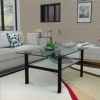 Transparent glass black coffee table, modern simple, living room coffee table, side center table - Black