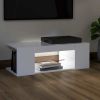 TV Cabinet with LED Lights White 35.4"x15.4"x11.8" - White