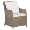 Patio Chairs with Cushions 2 pcs Poly Rattan Brown - Brown