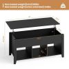 Lift Top Coffee Table with Storage Lower Shelf - Black