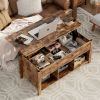 Lift Top Coffee Table with Storage Lower Shelf - Tan