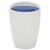 Storage Stool White and Blue Faux Leather - White