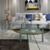 Transparent glass black coffee table, modern simple, living room coffee table, side center table - Grey