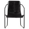 Relaxing Armchair Black Real Leather - Black