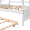 Full Size Daybed Wood Bed with Twin Size Trundle - White