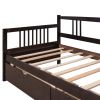 Twin Size Daybed Wood Bed with Two Drawers - Espresso