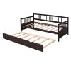 Twin Size Daybed Wood Bed with Twin Size Trundle - Espresso