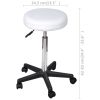 Office Stool White Faux Leather - White