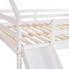 Full Size Loft Bed with Slide, House Bed with Slide - White