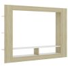 TV Cabinet White and Sonoma Oak 59.8"x8.7"x44.5" Engineered Wood - Brown